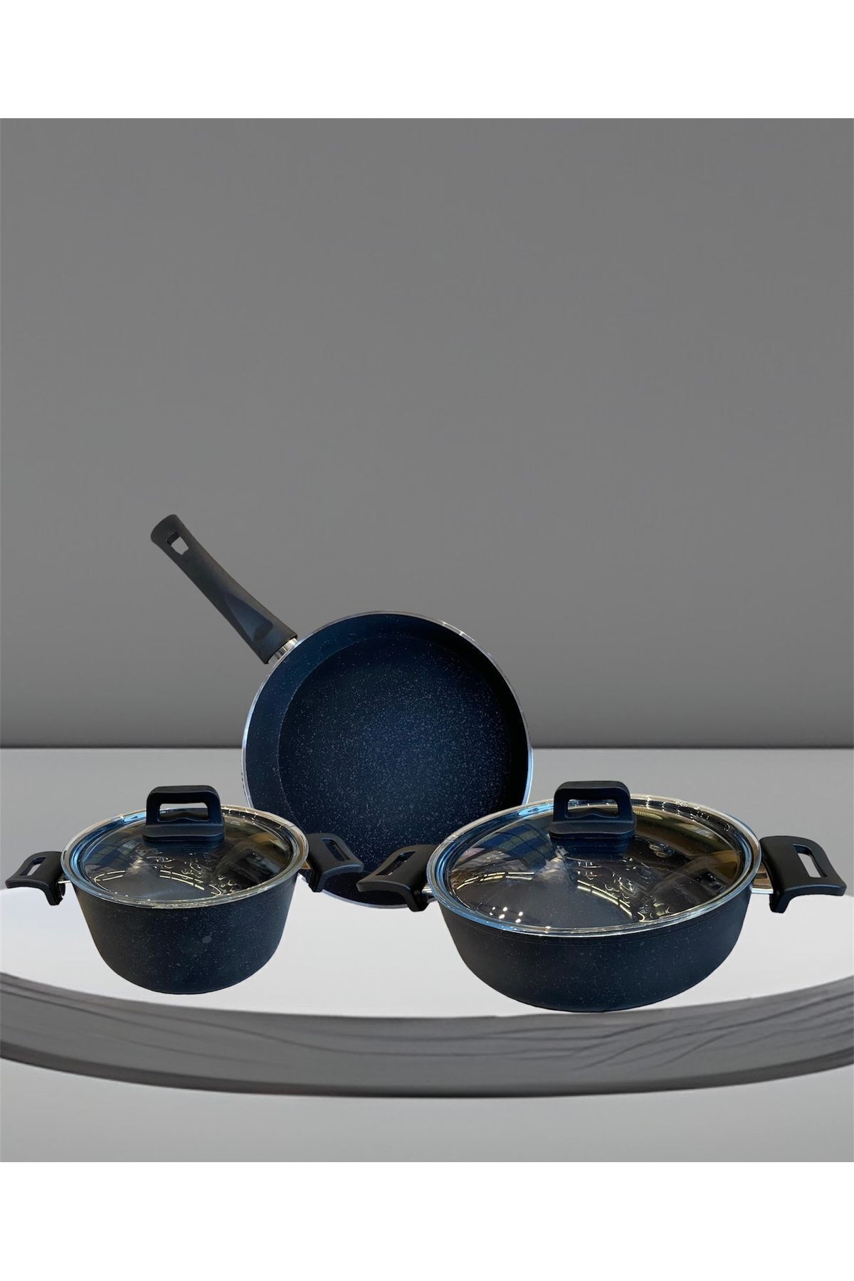 Bayev-Gray Julia 5-Piece Cookware Set with Pan Lid, Deep Pot and Dowry Set 3