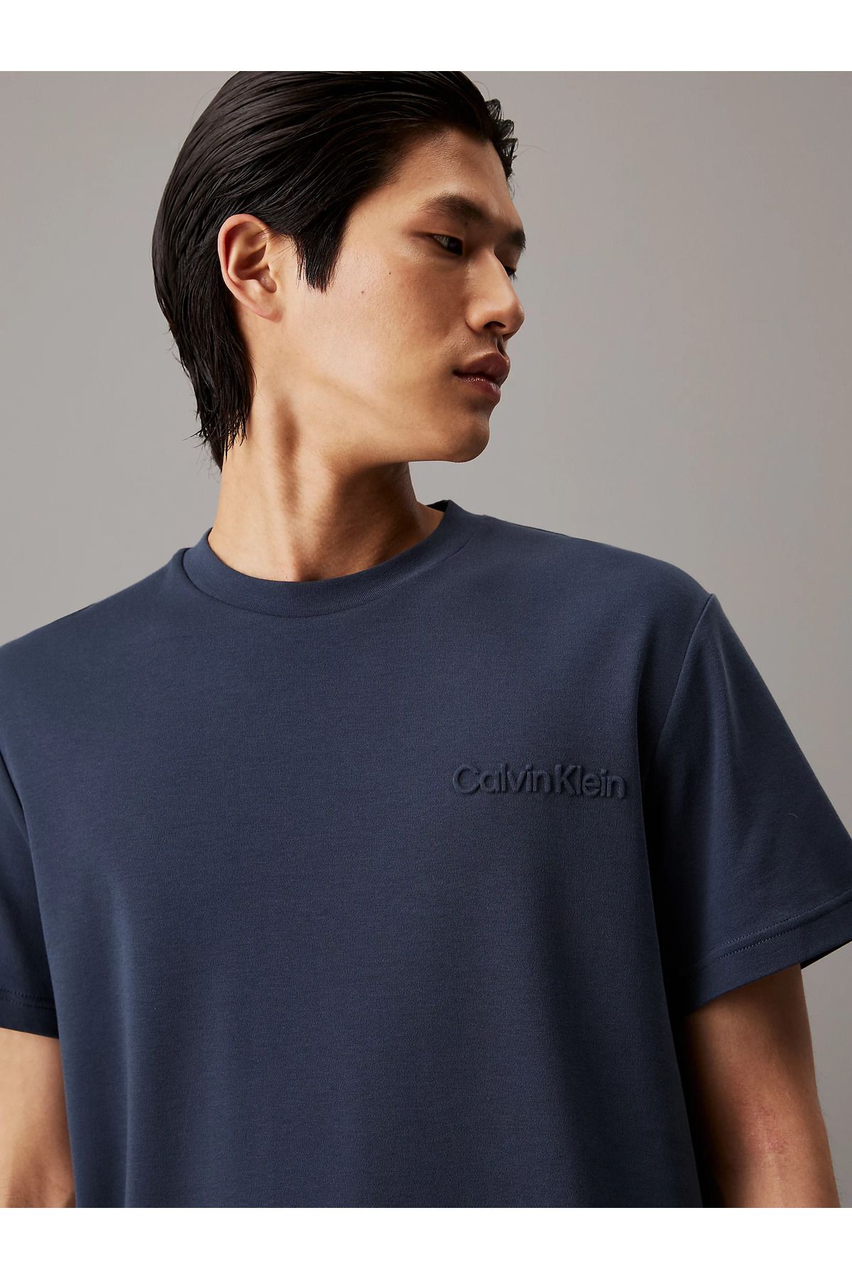 Calvin Klein-Men's Blue T-Shirt with Brand Logo - Crew Neck, Cotton, Short Sleeve, Regular Fit K10K 113737 -Ppk 4