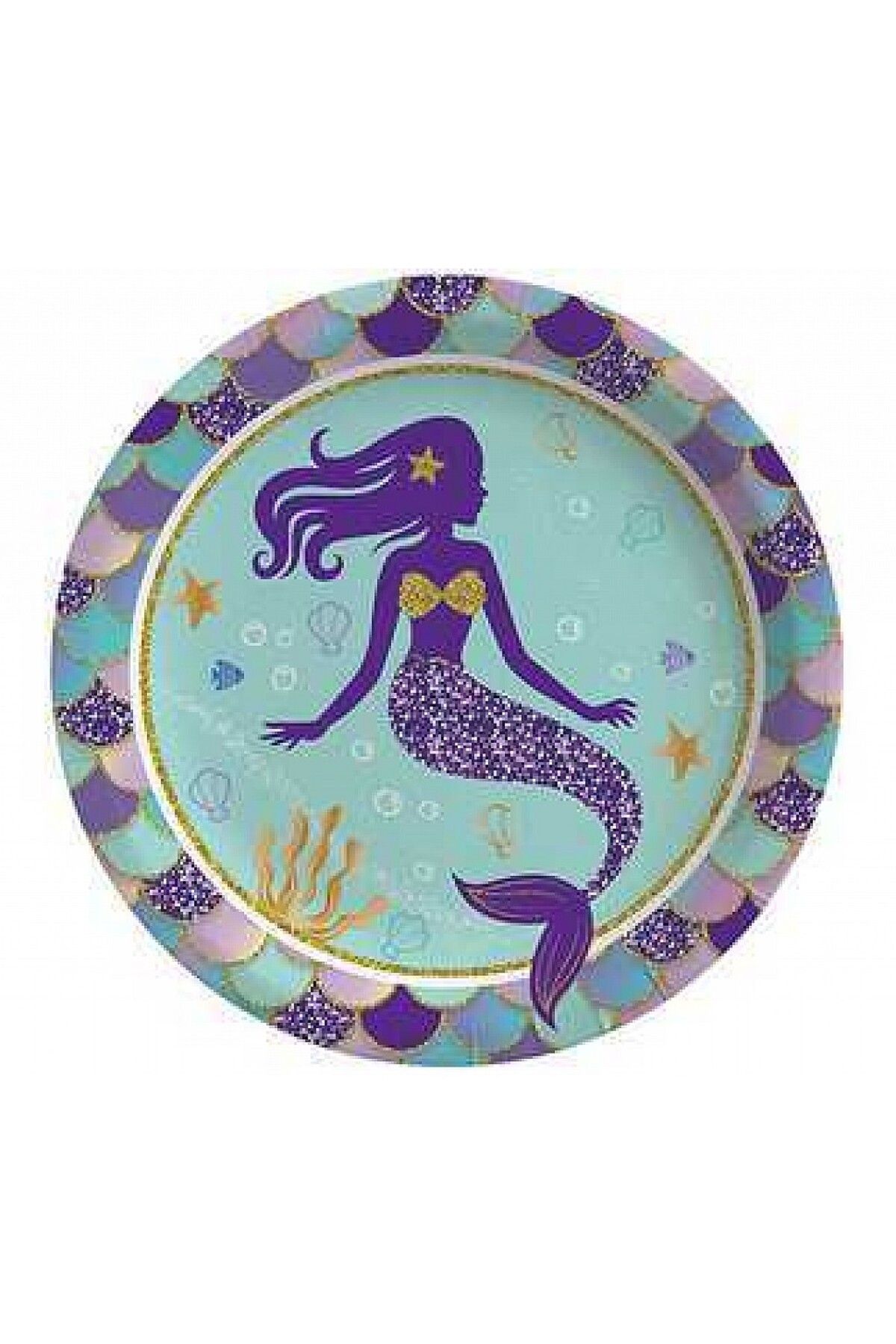 PiCare-Mermaid 23 Cm Plate Cardboard Shimmer - PK:8- 1