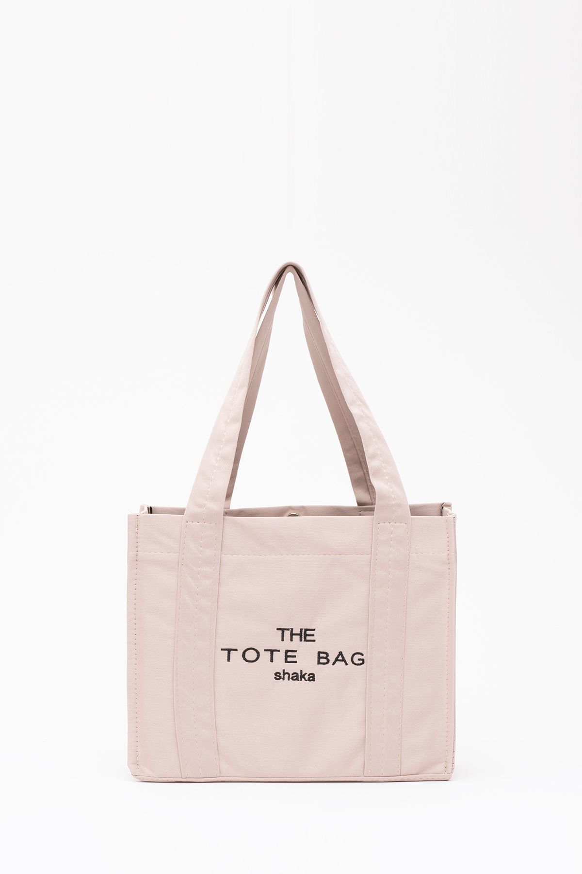 SHAKA Krem U45 Çıt Çıt Kapatmalı The Tote Bag Işlemeli Kanvas Kumaş Günlük Kadın Kol Ve Omuz Çantası 25x30