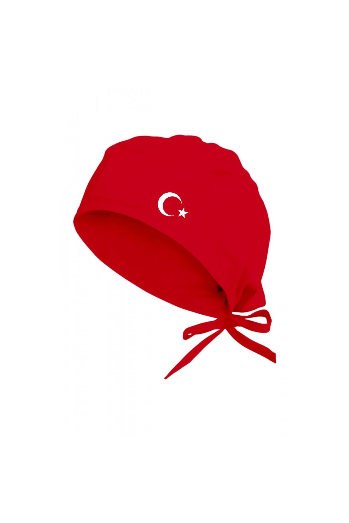 emasenlife Ay Yıldız Desenli Kırmızı Aşçı Bonesi Doktor Hemşire Aşçı Cerrahi Bone Hastane Bonesi Chef Bandana