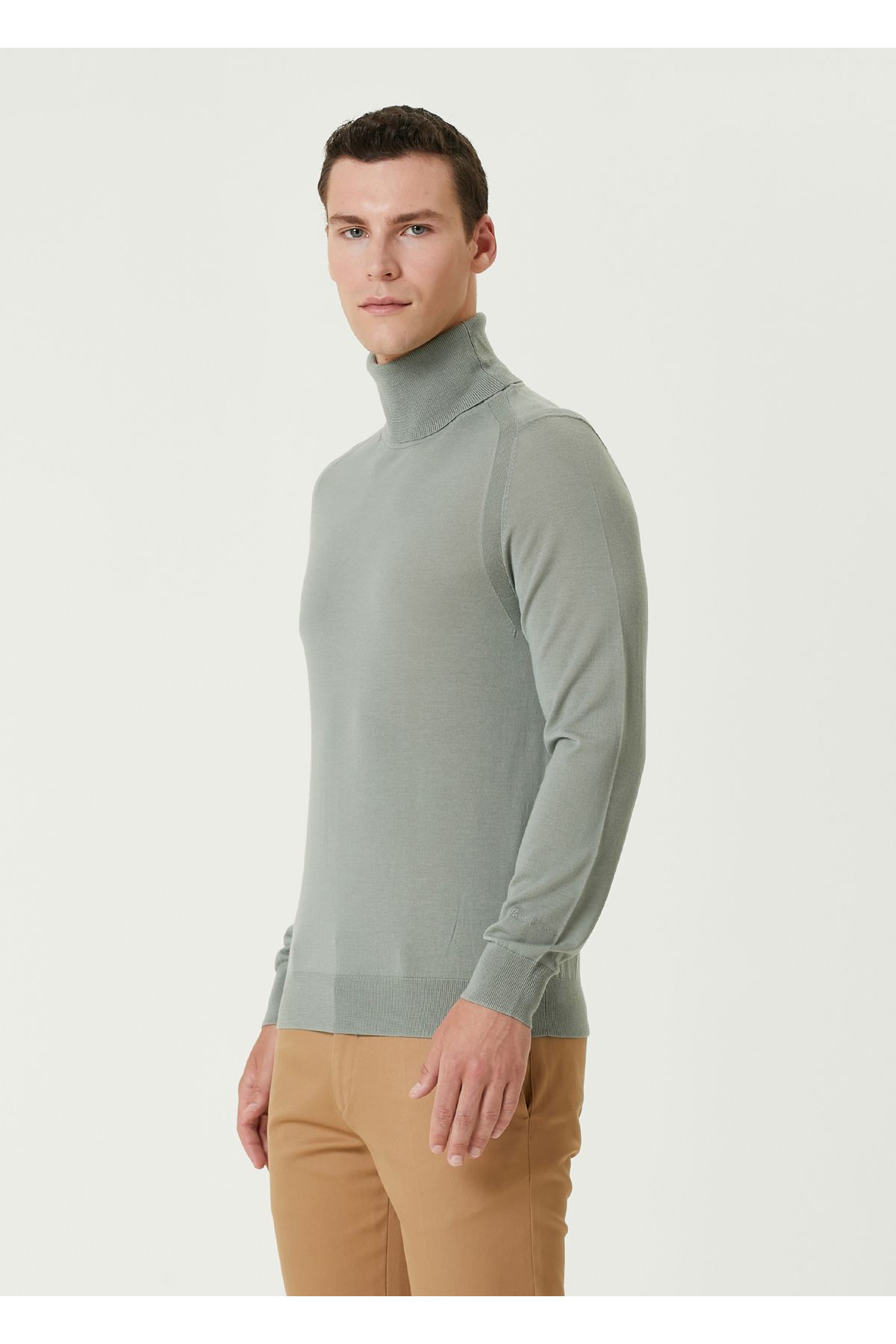 Paul Smith-Light Green Turtleneck Merino Sweater Size: m 3