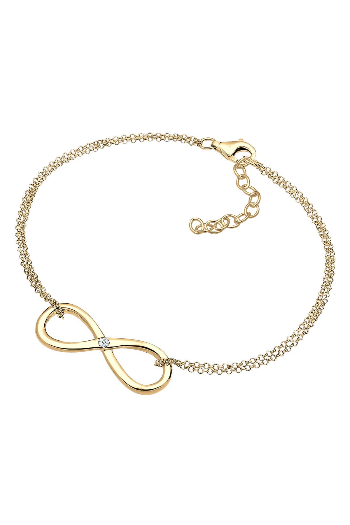 ELLI-Náramek Dámský přívěsek Infinity Basic s diamanty (0,03 CT.) 925 Sterling Silver 7