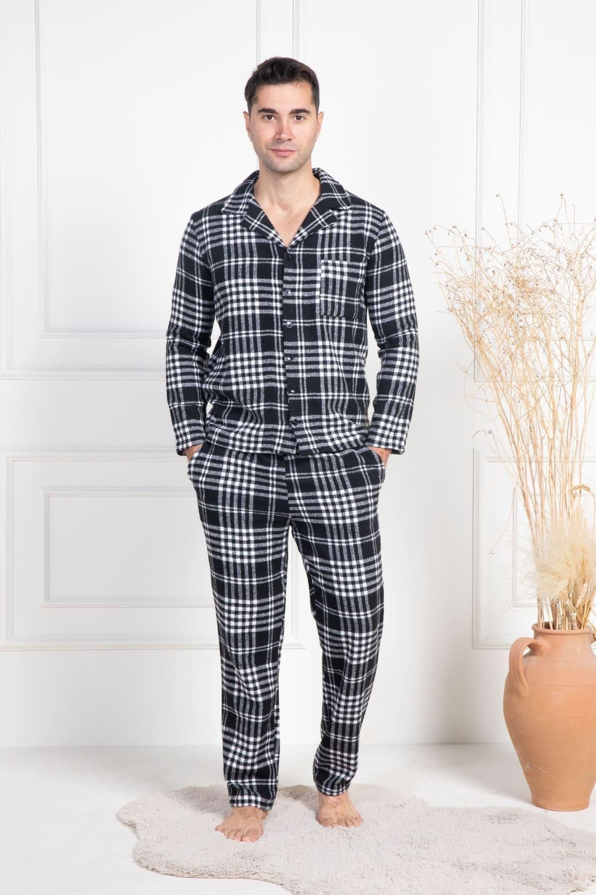 ByLohusa-White Plus Size Men's Winter Pajamas Set 1