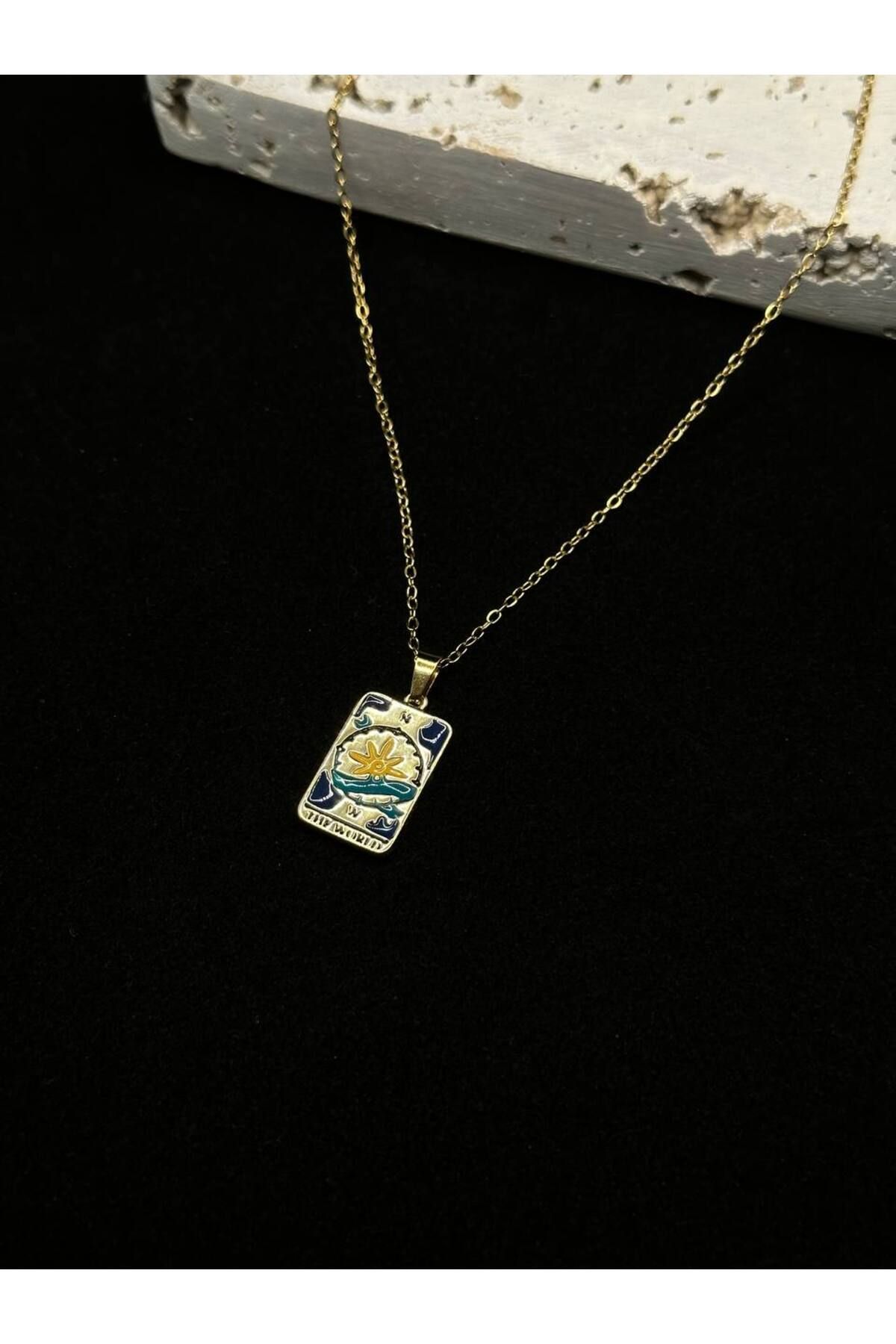 lysiaaccessory-Gold Plated the World Tarot Necklace 1