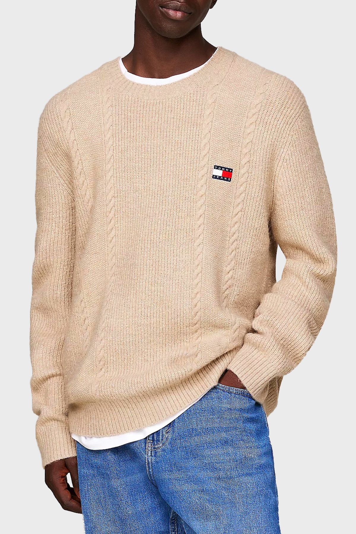 ژاکت بافتنی یقه باریک کش دار ژاکت مردانه DM0DM19440 AB9 Tommy Jeans