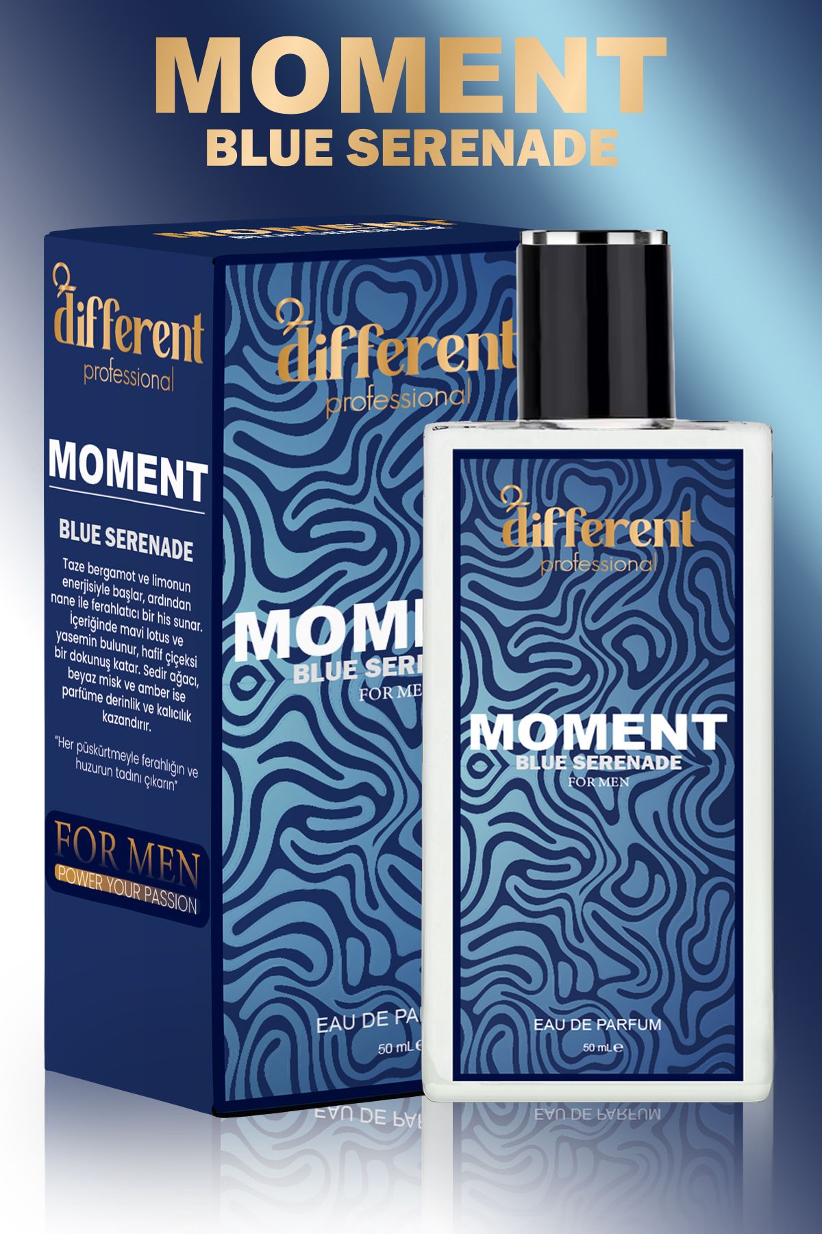 عطر مردانه DIFFERENT PROFESSIONAL Different Moment Blue Premium (اثر آفرودیزیاک) 50 میلی لیتر