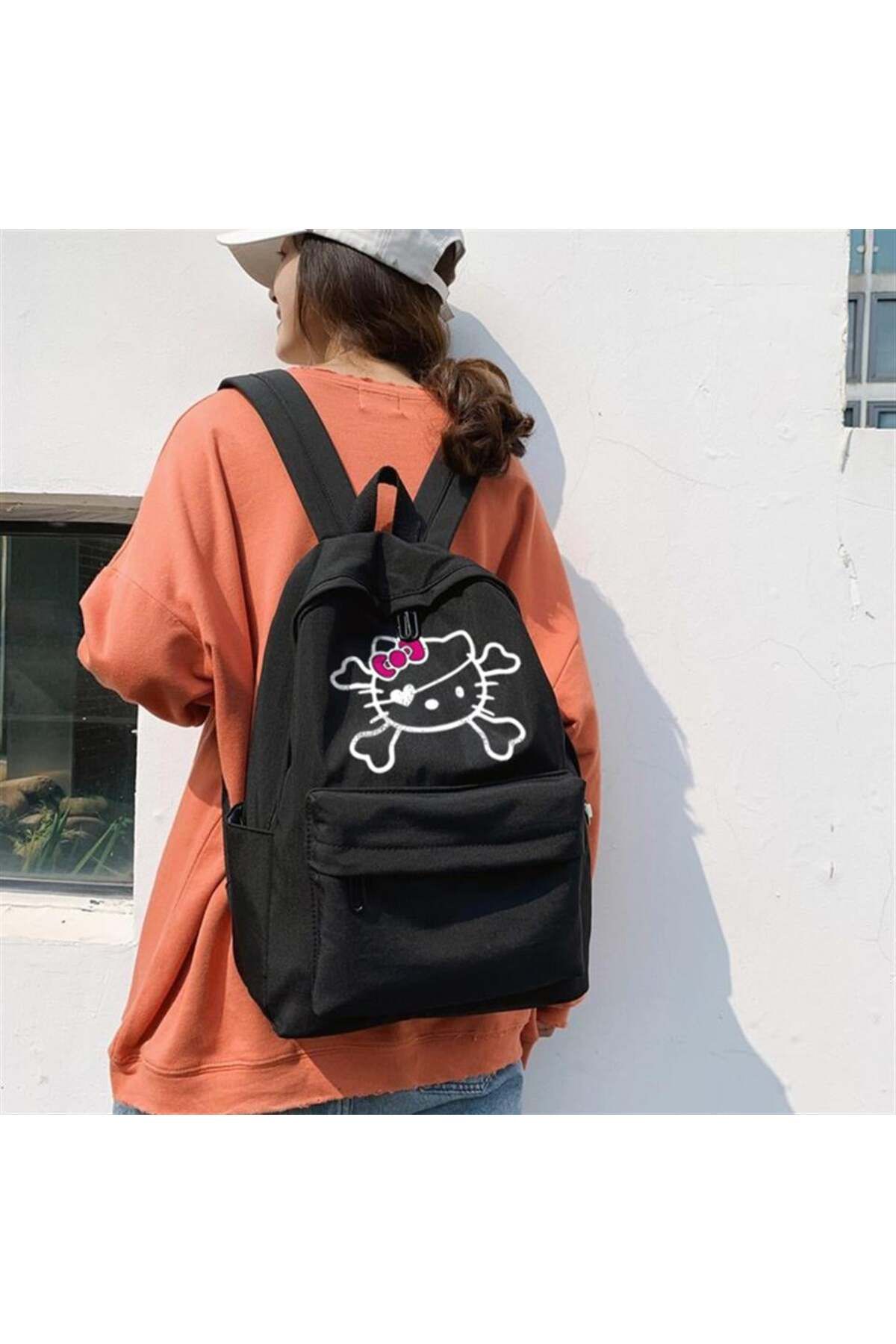 BAREM BUTİK Barem Butik  Hello Kitty Dangerous Baskılı Unisex Sırt Çantası