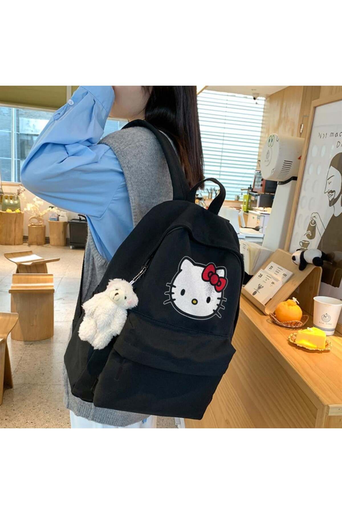 BAREM BUTİK Barem Butik  Hello Kitty Head Baskılı Unisex Sırt Çantası