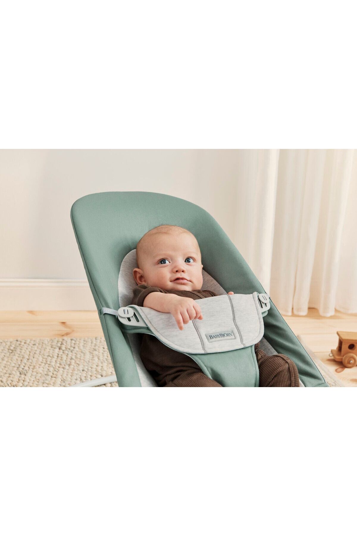 BabyBjörn-BABYBJÖRN Bouncer Balance Soft, Cotton/Jersey Light sage/Grey, Woven/Jersey 2