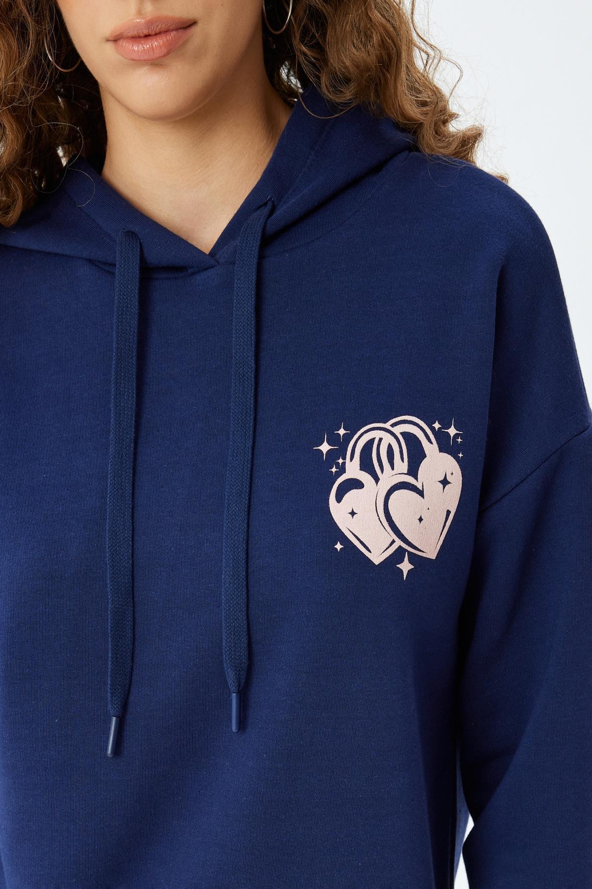 سویشرت زنانه آبی سرمه ای کوتونKoton | 5WAL10559IK اورجینال - تصویر 5