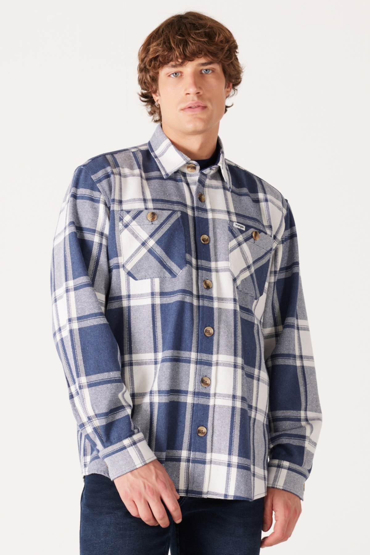 پیراهن مردانه آبی Wrangler | w232141400 اورجینال - تصویر 4