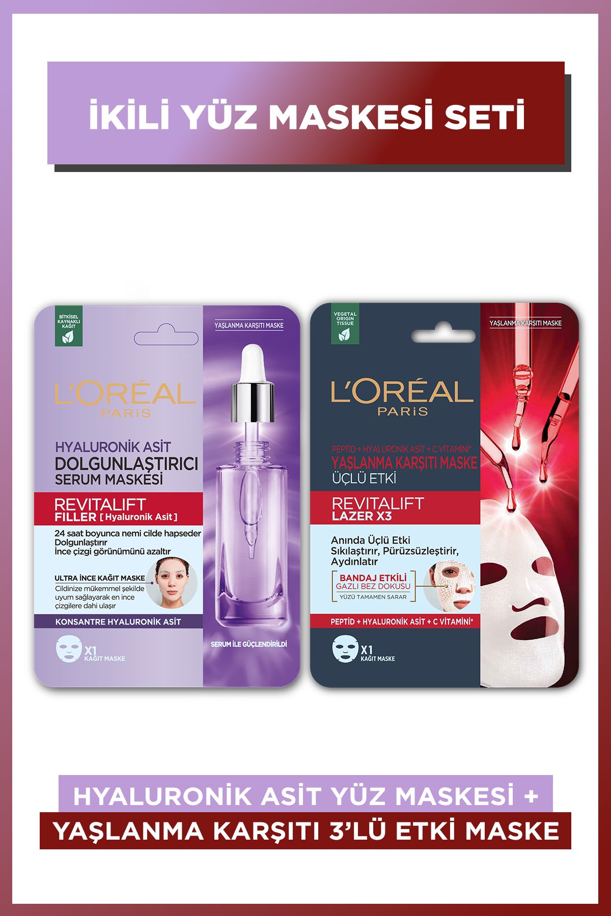 Revitalift Lazer X3 Yaşlanma Karşıtı Maske + Revitalift Filler Dolgunlaştırıcı Serum Maske