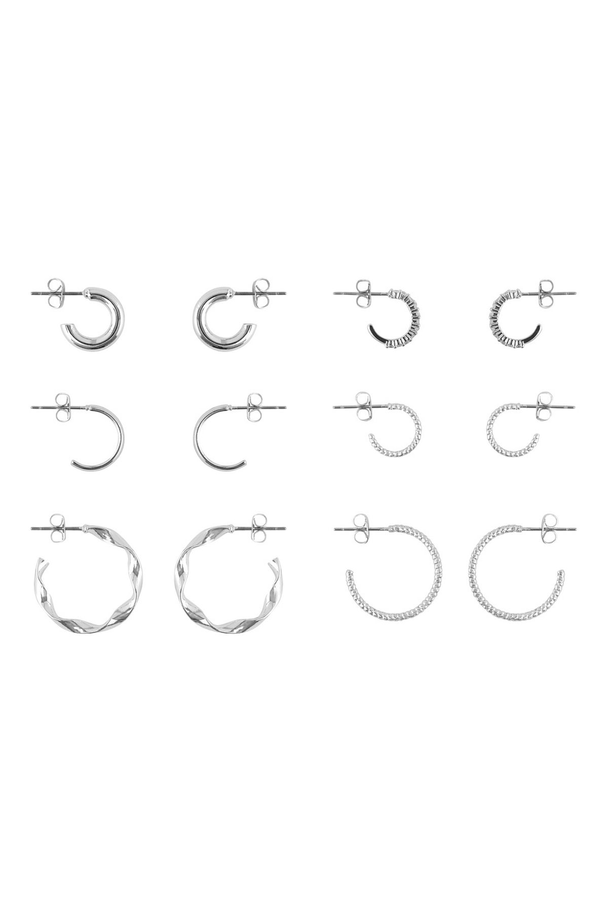 PIECES-LADIES HOOP OHRRINGS 6ER-PACK 
 
 GRÖSSE: 
 1: Ø 11 mm, B 1 mm 
 2: Ø 10 mm, B 1 mm 
 3: Ø 20 mm, B 2 mm 
 4: Ø 1 1