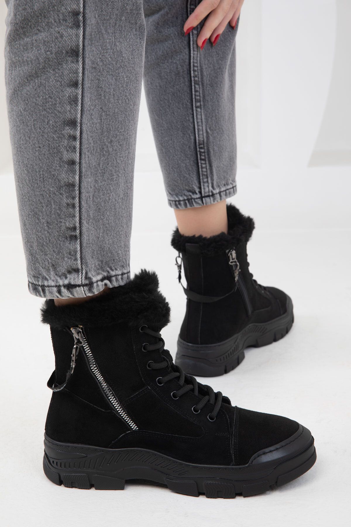 SOHO-Μαύρα σουέντ γυναικείες μπότες - 20007 Model Bootie 4
