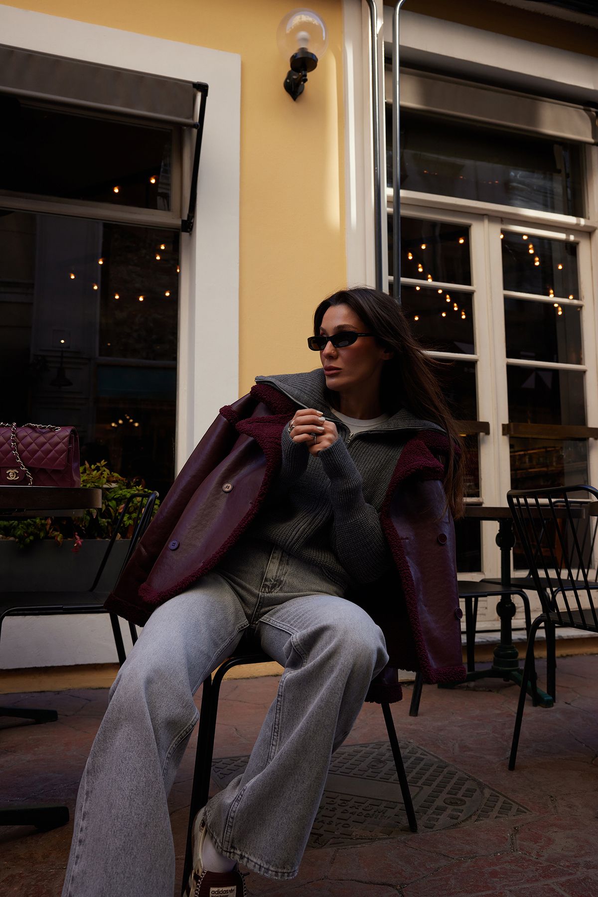 Trendyol Collection-Weit geschnittener Strick-Cardigan mit Umlegekragen und Reißverschluss – Anthrazit TWOAW24HI00072 3