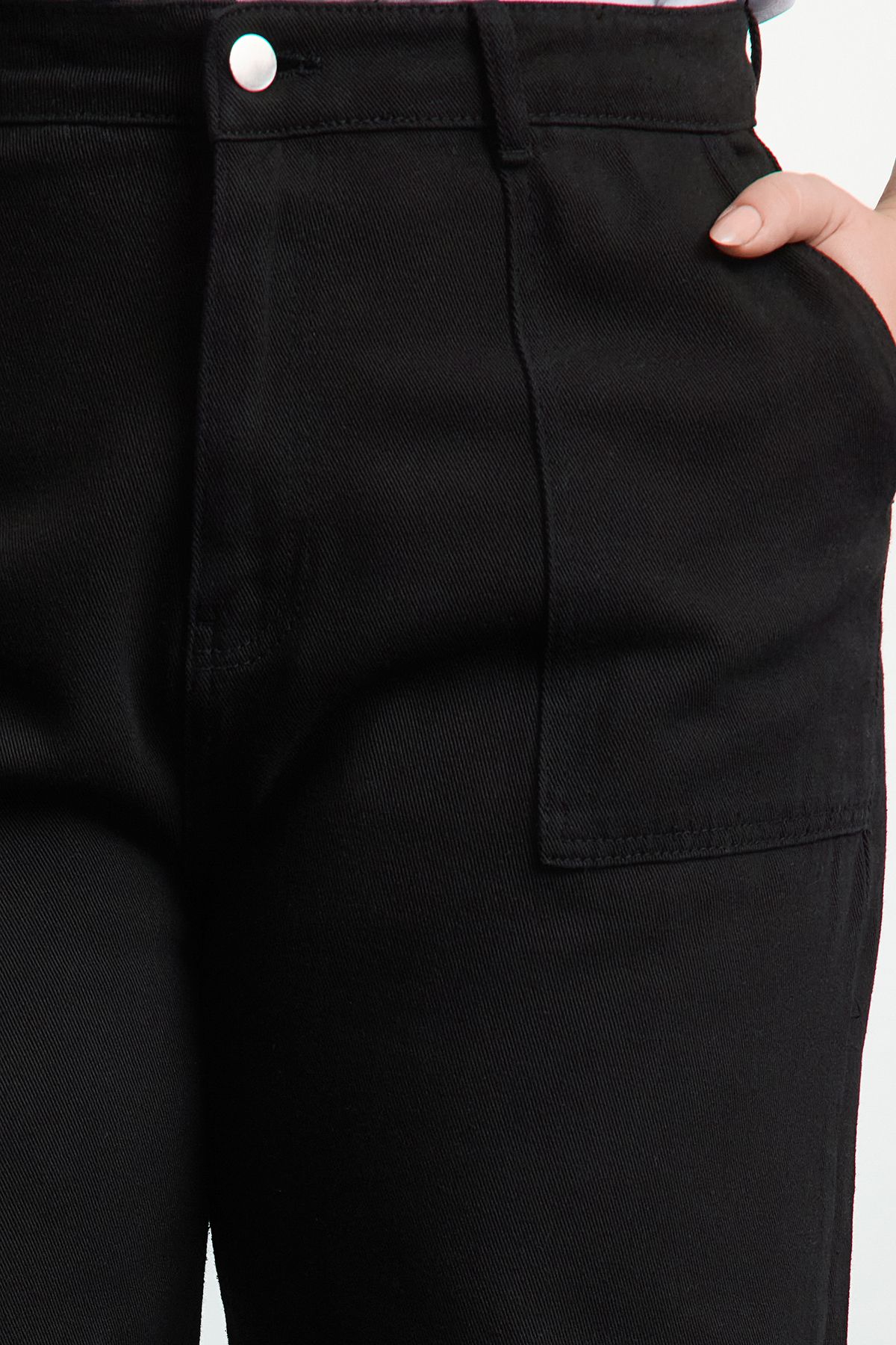 Trendyol Curve-Schwarze Jeans mit hoher Taille und weitem Bein, große Größe TBBAW25CJ00001 3