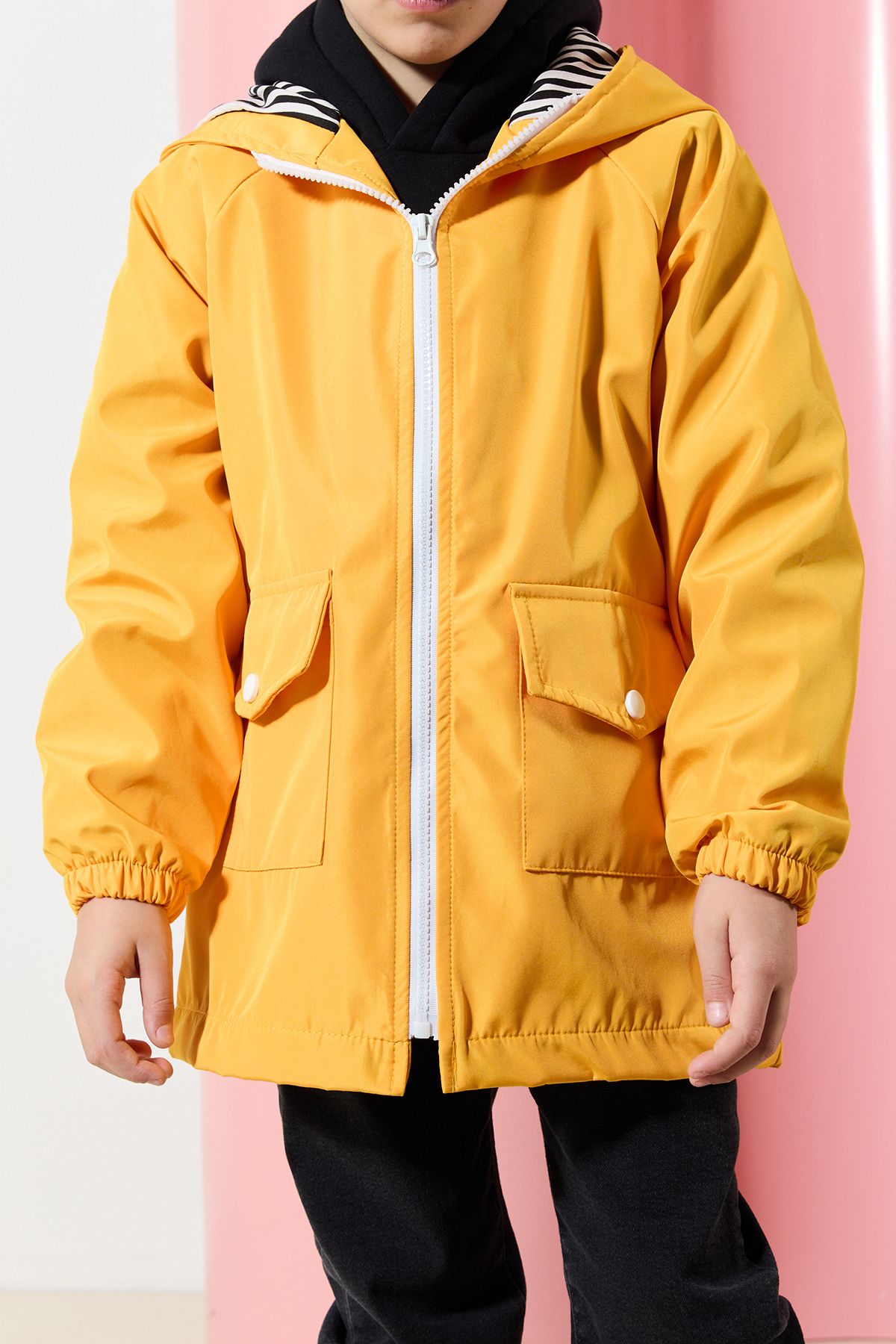 TRENDYOLKIDS-Unisex Yellow Water Repellent Hooded Raincoat - Tkdaw25ce00002 5