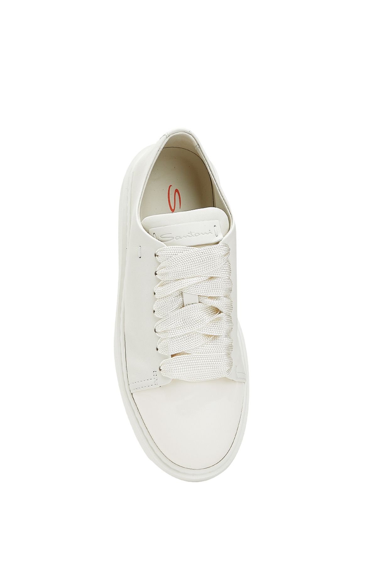 Santoni-White Women's Leather Sneaker Size: 39.5 4