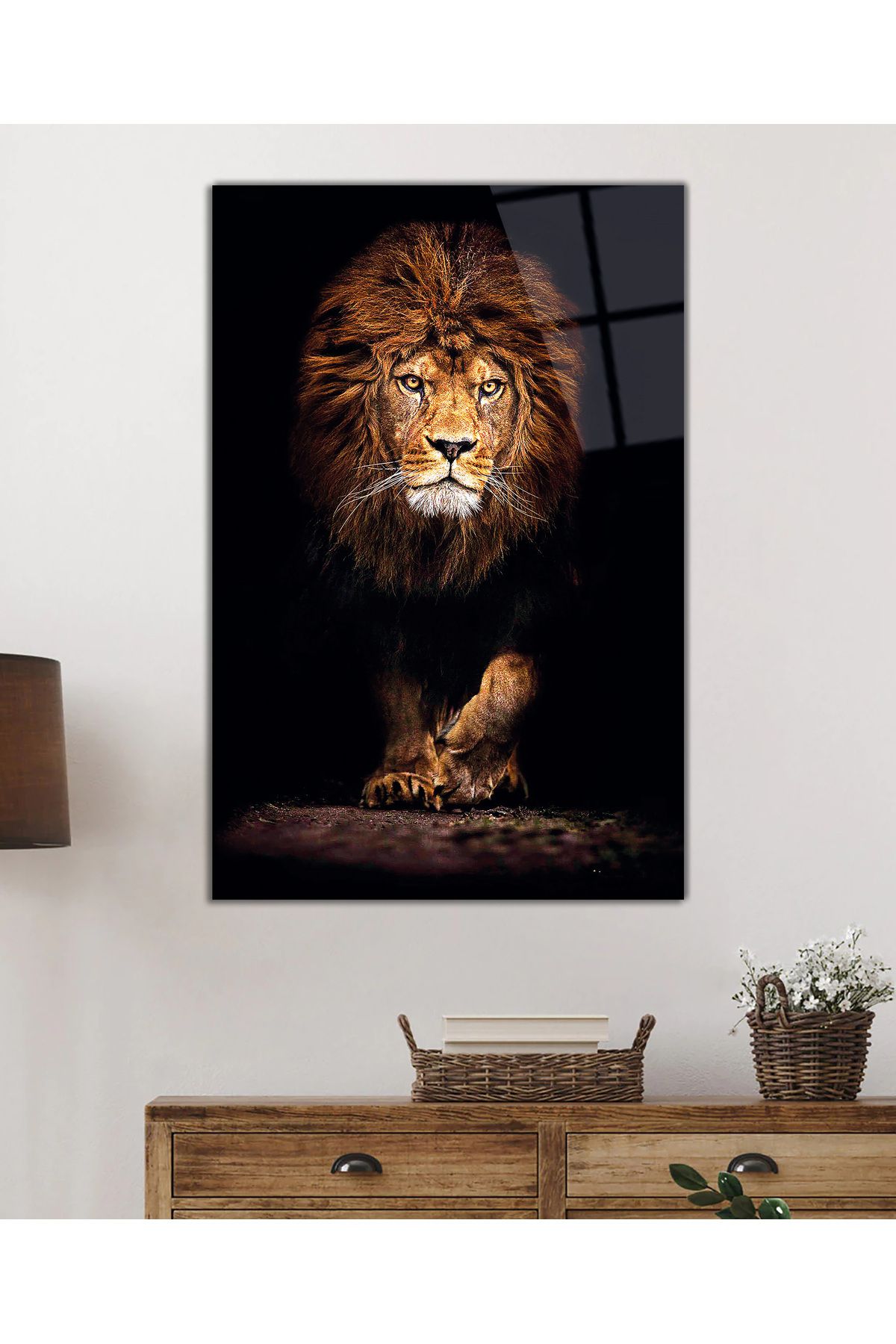ArtNoia Vahşi Aslan Hayvan Portresi Cam Tablo
