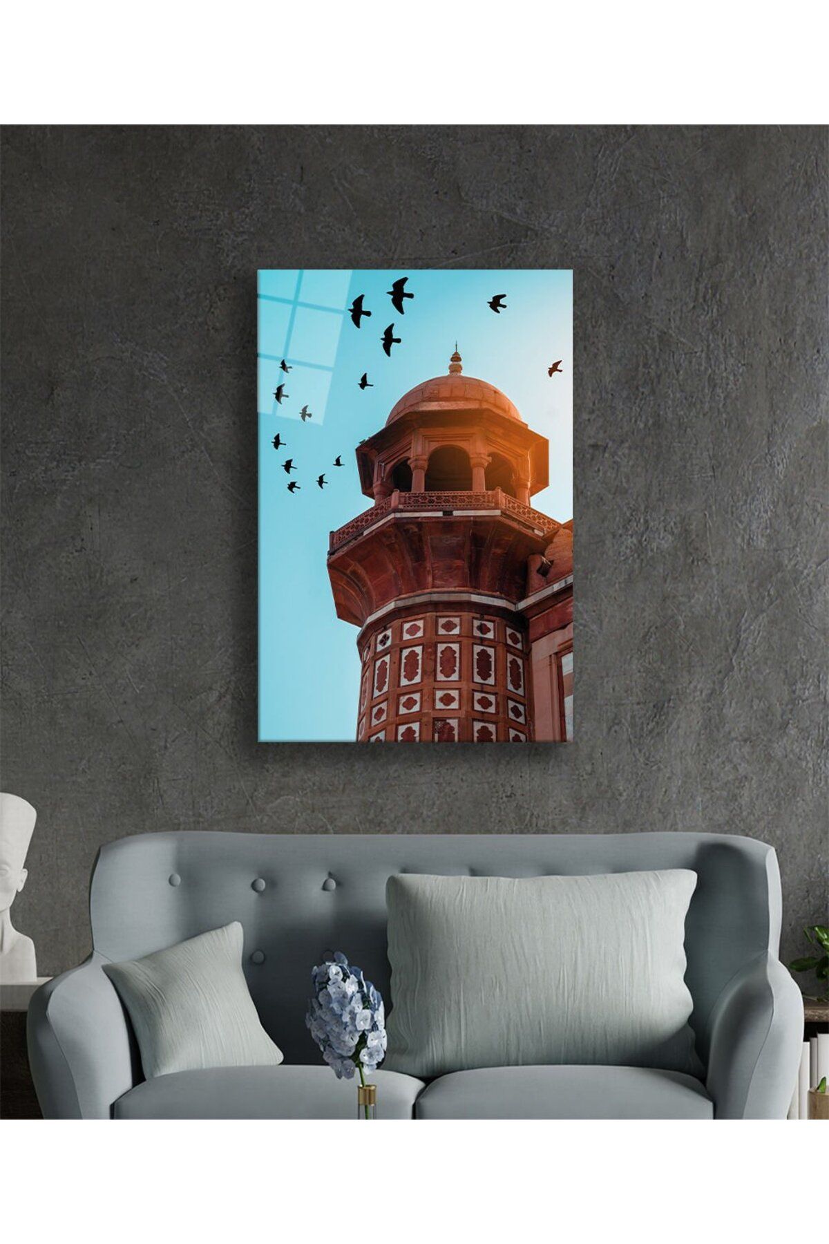 ArtNoia İbadetle Uçan Kuşlar Dini Cam Tablo
