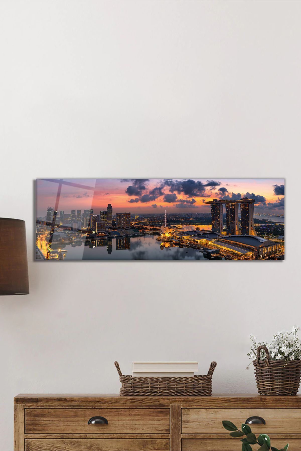ArtNoia Gün Batımı Şehir Işıkları Panorama Cam Tablo