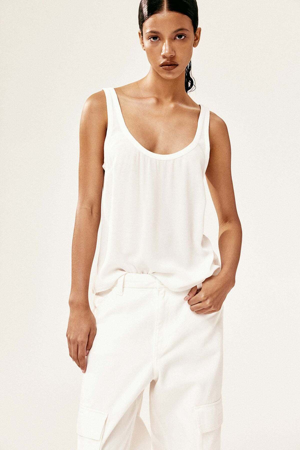 H&M-White crêpe vest top 3
