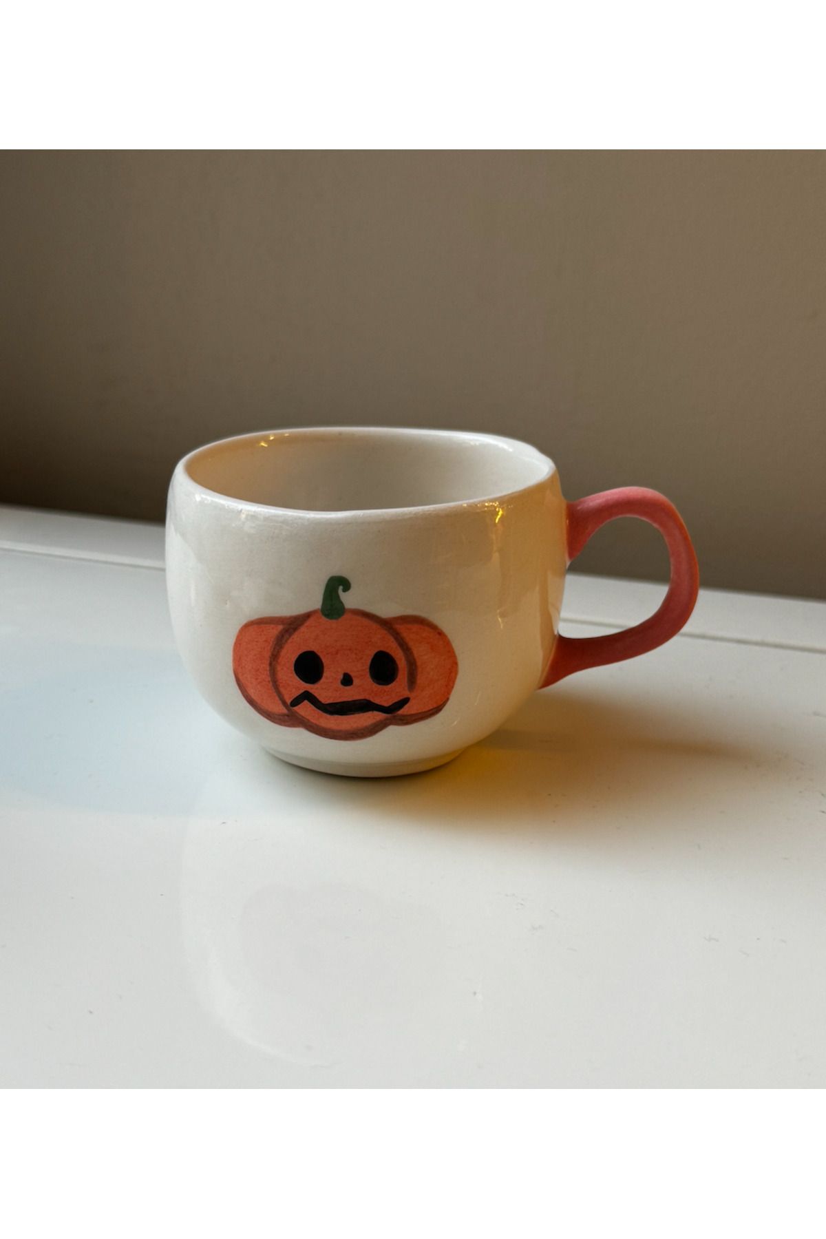 fleurdecansu El Yapımı Seramik Kahvesi Fincanı, Seramik Pumpkin Mug, Kupa, Bardak, Kahve Fincanı