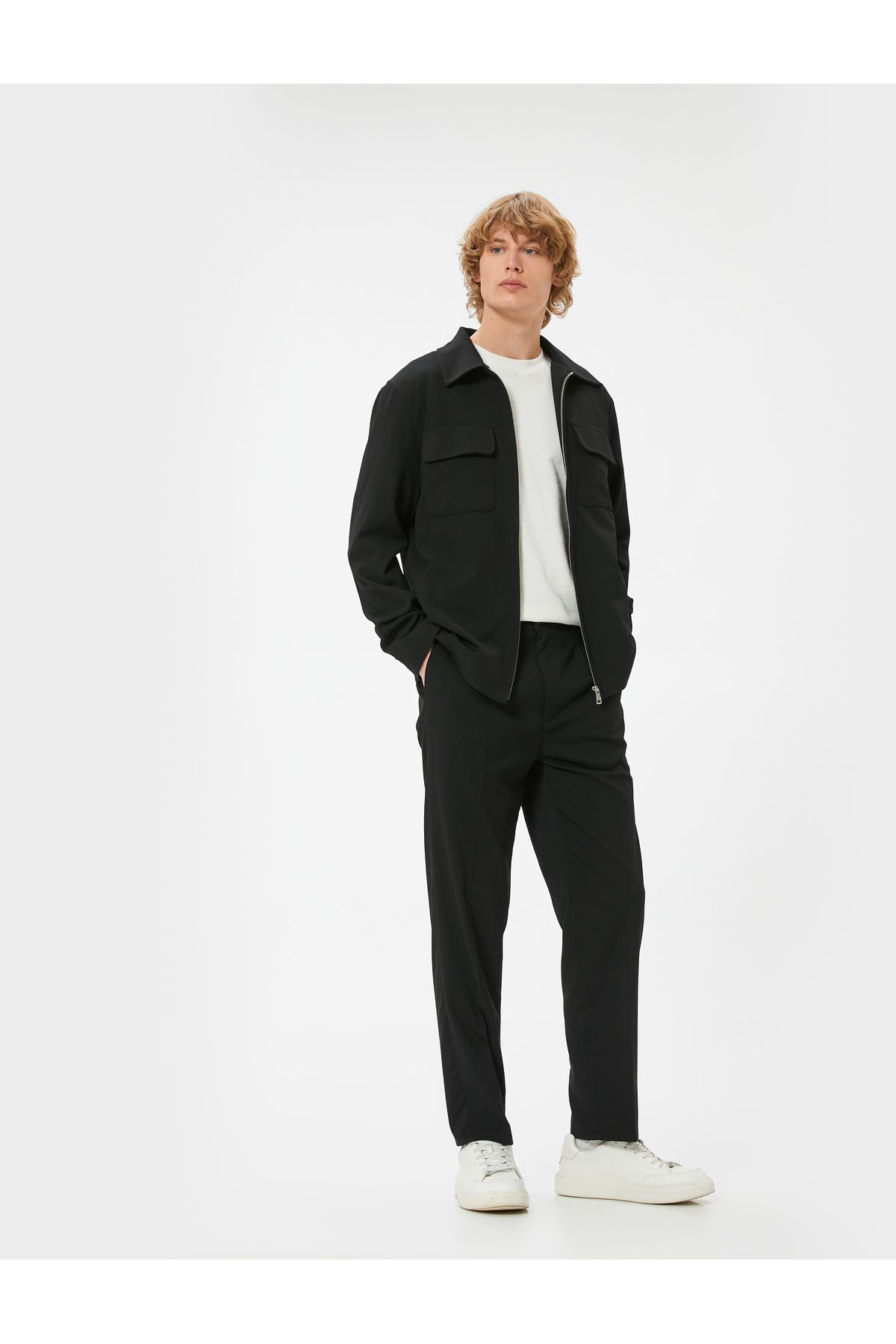 Koton-Pleated Chino Fabric - Trousers with Buttons and Pocket Detail 1