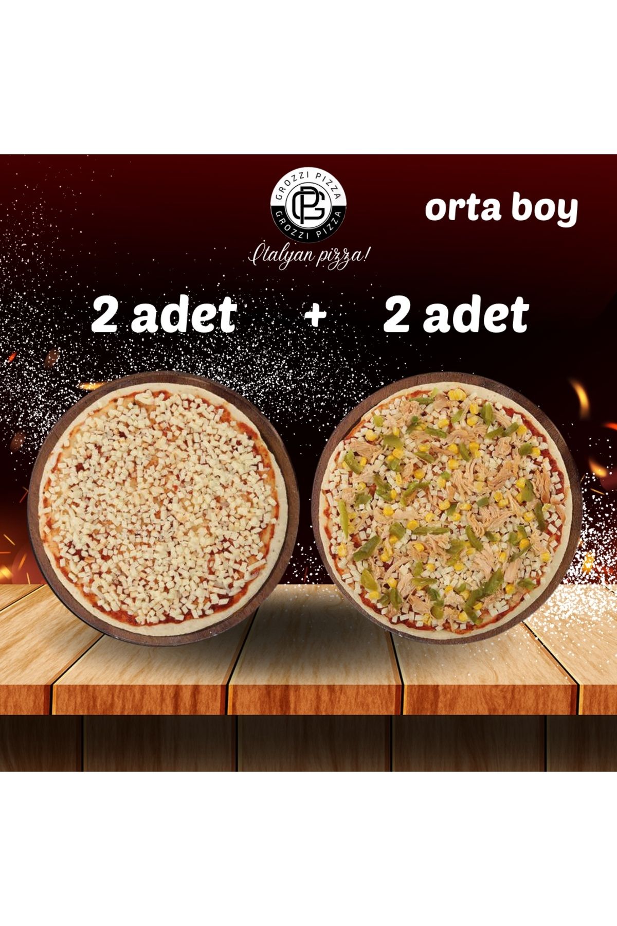 GROZZI TAVUKLU PİZZA 2 ADET 394 GRAM, MARGARİTA PİZZA 2 ADET 345 GRAM