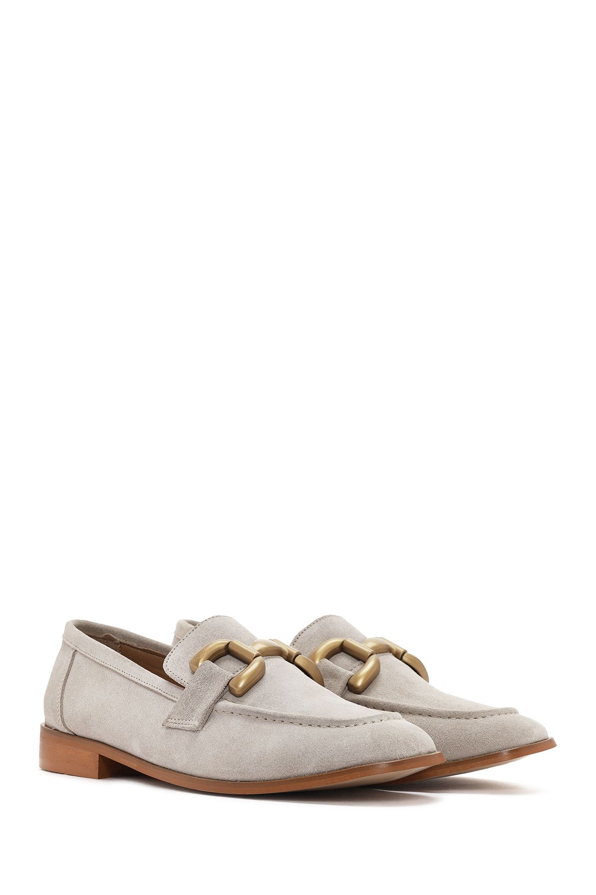 لوفر نود زنانه Beige چرمی Loafer 24SFD131910 Derimod