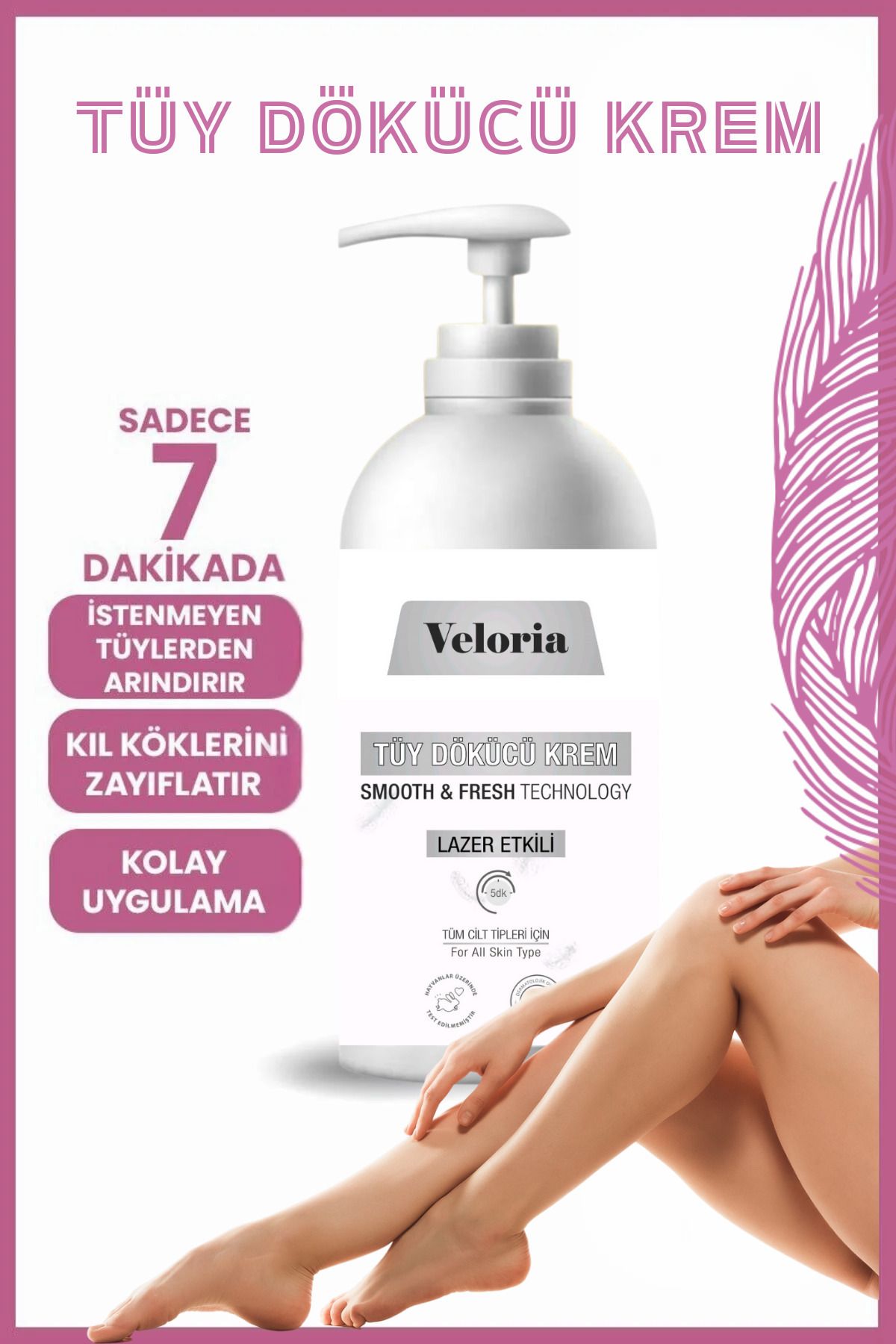 Veloria Cosmetics Professional Tüy Dökücü Krem Bacak & Vücut Bölgesi Hassas Ciltler 250 ml