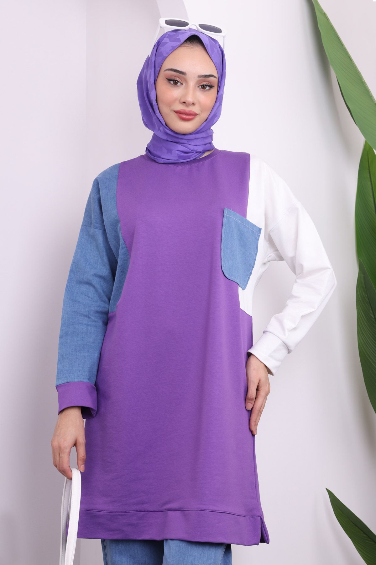 İmajButik-Purple Jeans Detailed Garnished Trousers Suit 2