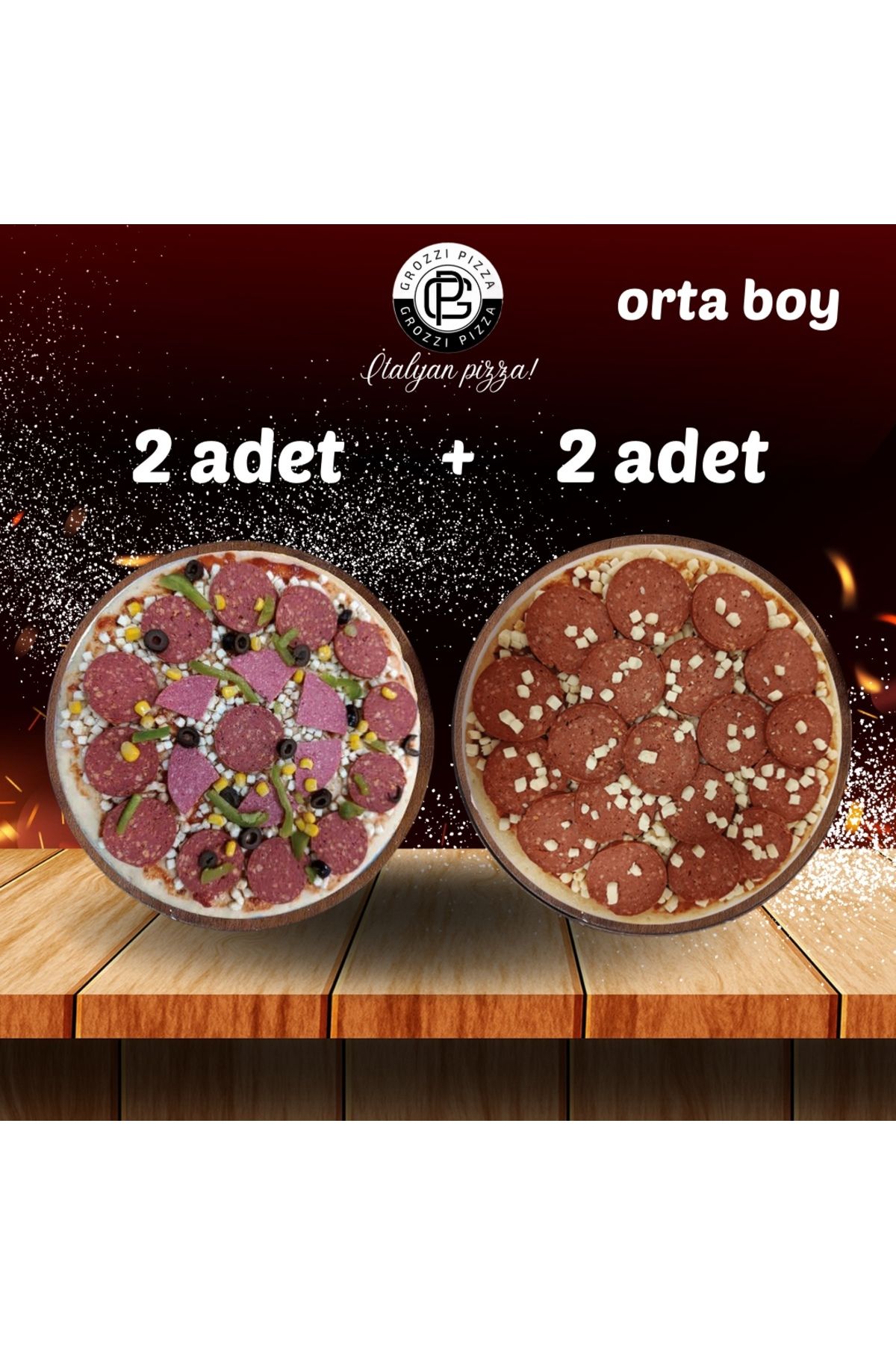 GROZZI KARIŞIK PİZZA 2 ADET 385 GRAM, SUCUKLU PİZZA 2 ADET 400 GRAM