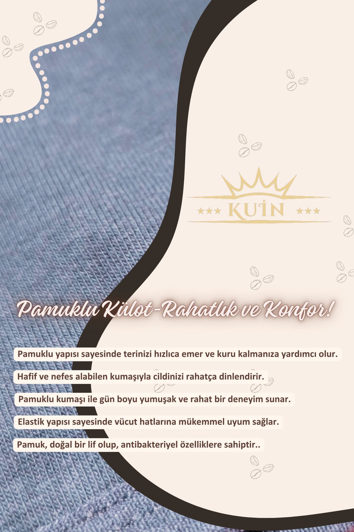 KUIN-5-Pack Cotton Combed Cotton High Waist Thong (Lycra, Soft and Stretchy Fabric) 2