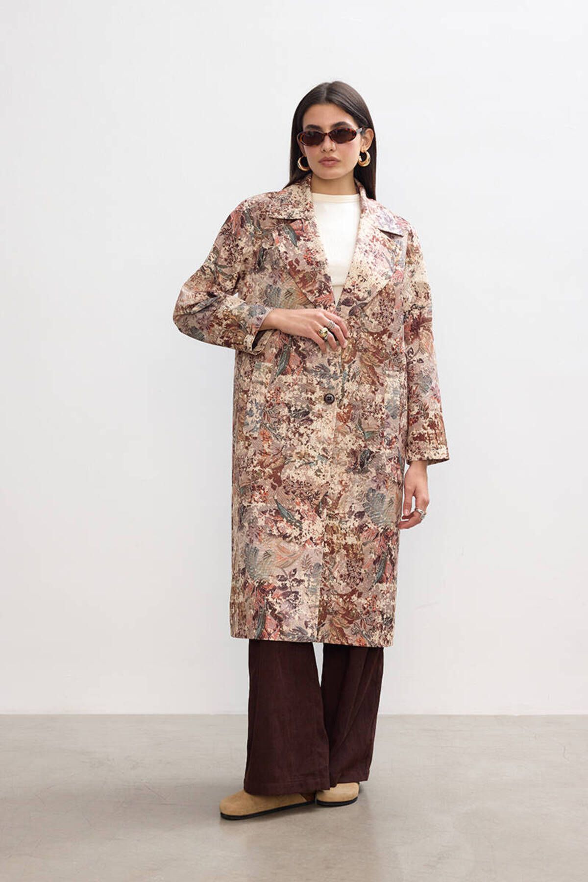 BE BLUE-PATTERNED TRENCH COAT 5