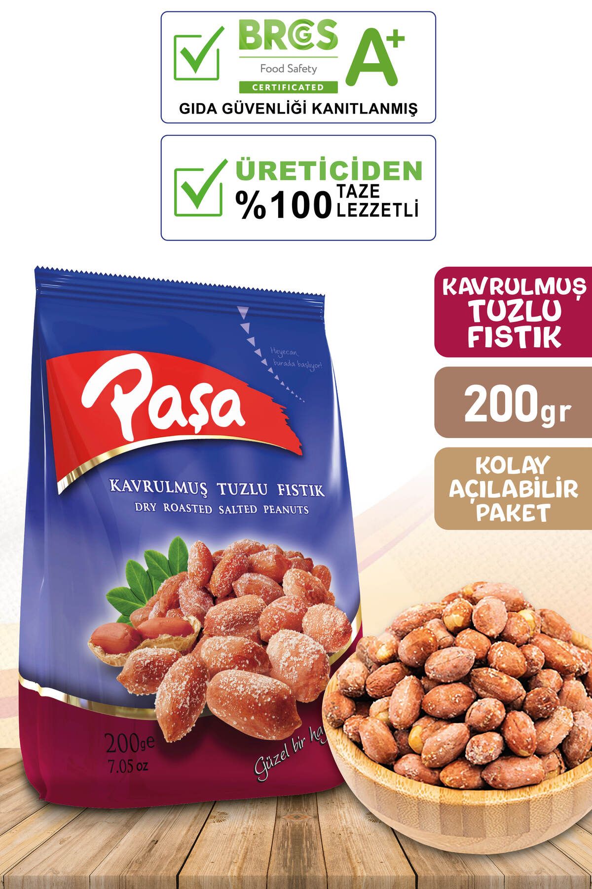 Paşa Kuruyemiş Kavrulmuş Tuzlu Yer Fıstığı 200 gr (1. KALİTE)