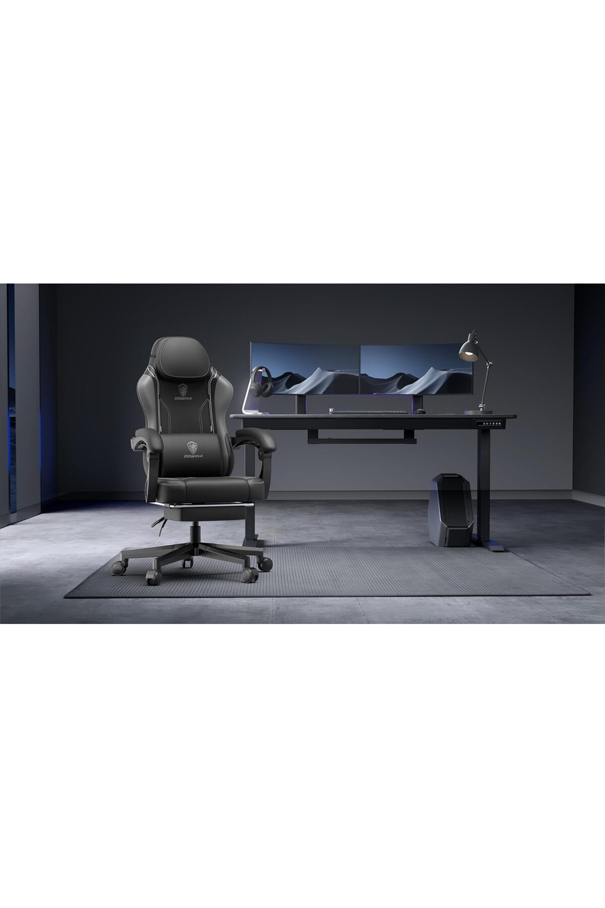 Mahmayi-Ergonomic Adjustable Gaming Chair with High Back Leather Ideal for Home and Office - Grey 2