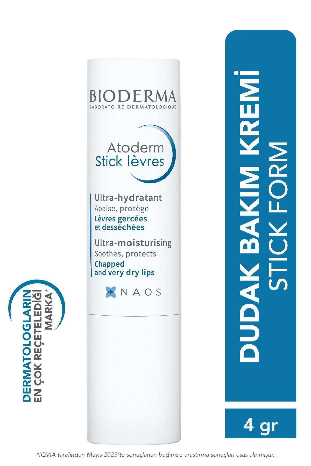 Bioderma Atoderm Lip Stick Besleyici, E Vitamini ve Shea Yağı İçeren Nemlendirici Dudak Bakım Kremi 4 gr