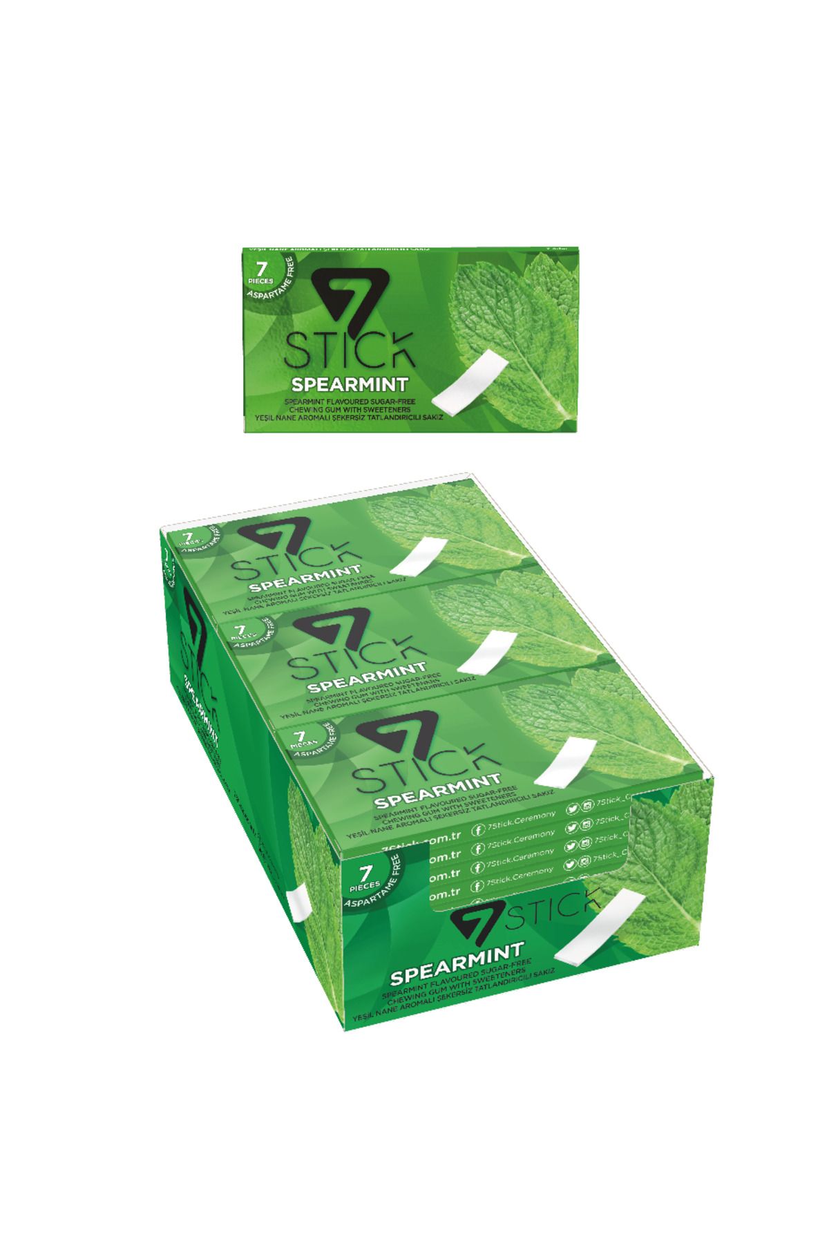 7 STICK 7stıck Sekersız 7lı Yeşil Nane Aromalı Sakız 14,5gr (24 ADET)