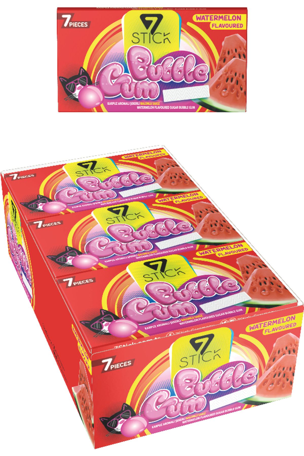 7 STICK 7stıck Sekerlı 7lı Karpuz Aromalı Sakız 14,5gr (24 ADET)