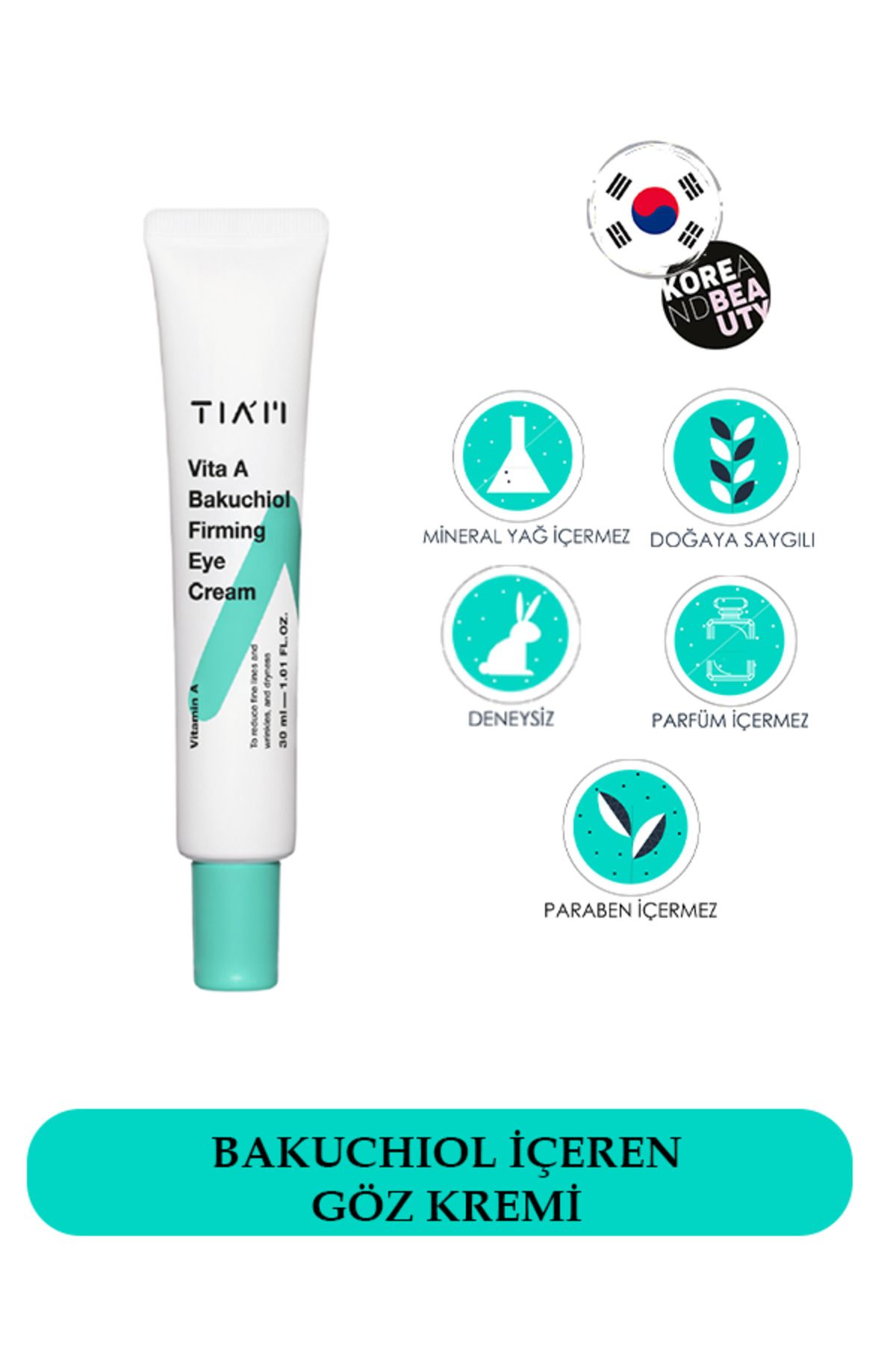 TİAM Vita A Bakuchiol Firming Eye Cream 30ml- Kırışıklık Karşıtı Retinollü Göz Kremi