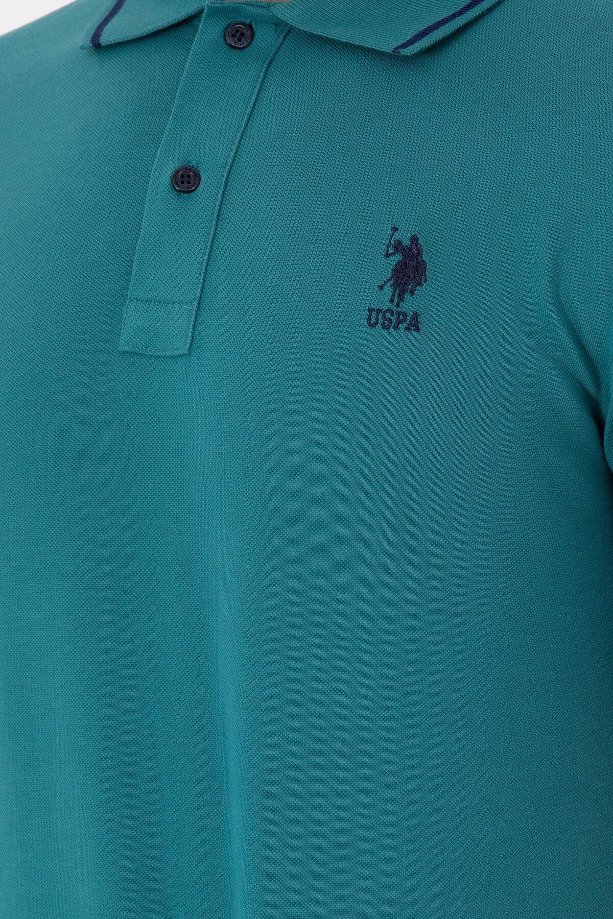 تی شرت یقه پولو سبز مردانه پایه تیره U.S. Polo Assn.