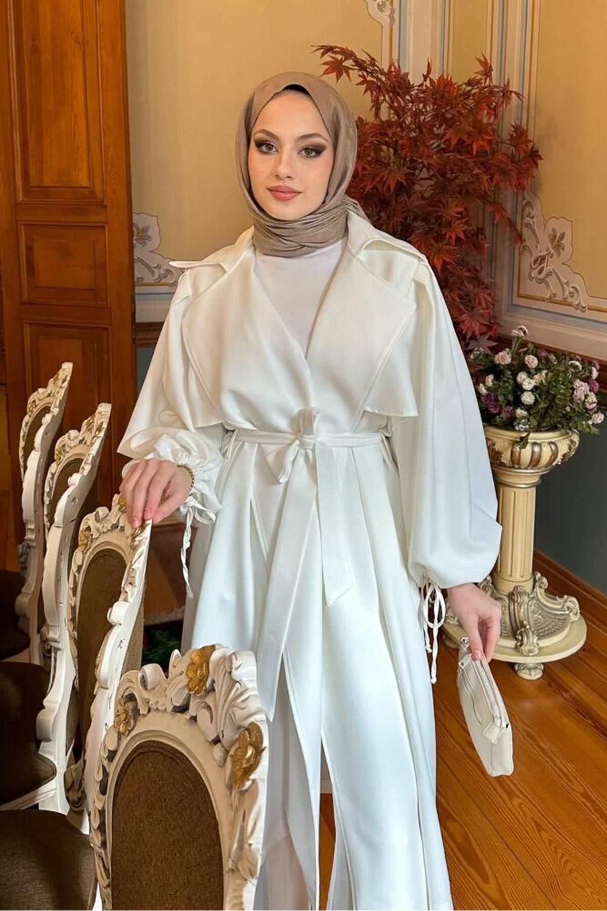 Oven-Ecru Misha Crepe Trench 4