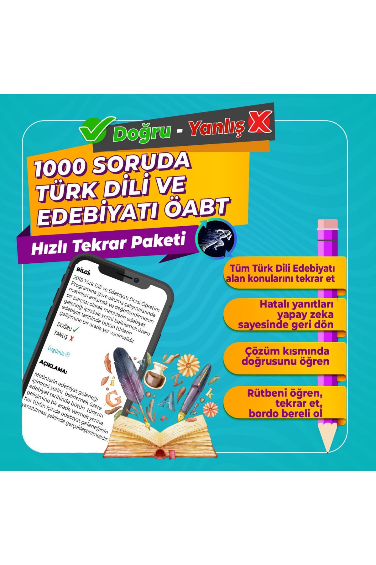 Eğit Akademi 1000 Soruda Türk Dili ve Edebiyatı ÖABT Hızlı Tekrar Paketi Mehmet Eğit (Online Üründür)