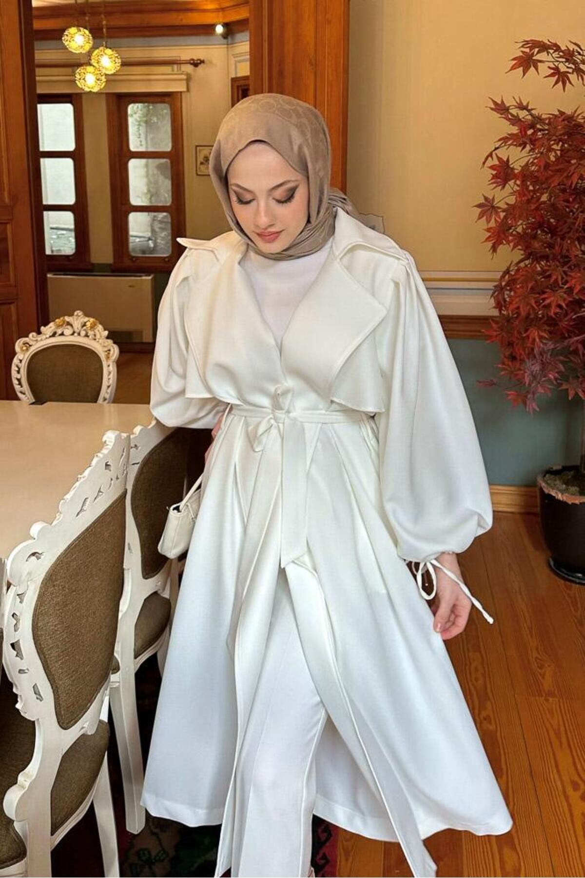 Oven-Ecru Misha Crepe Trench 2