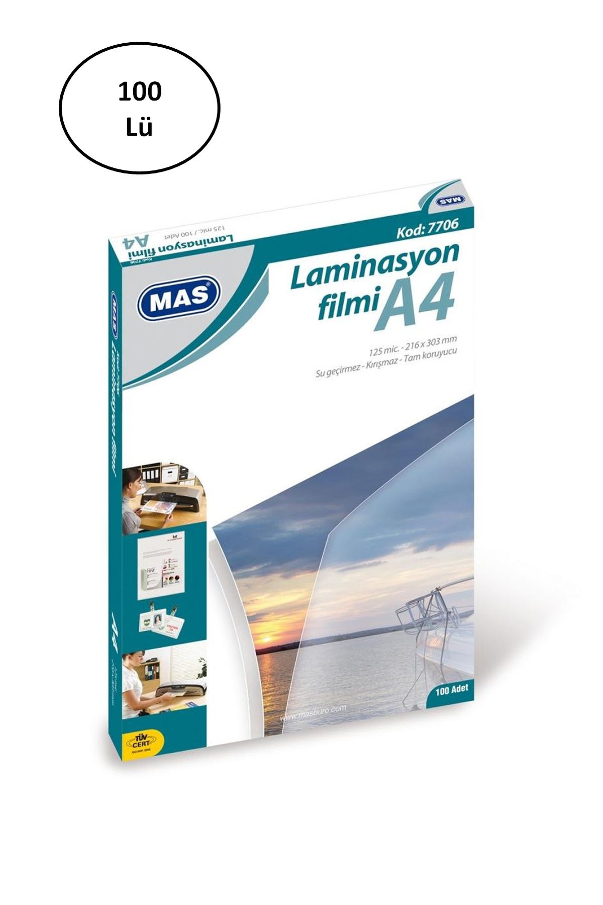 Kareem Mas 7706 A4 125 Micron 100 Adet Laminasyon Filmi