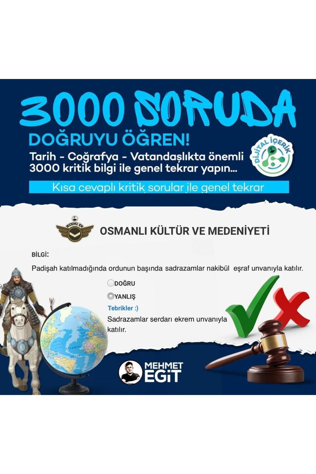 Eğit Akademi 2025 KPSS 3000 Soruda Genel Kültür Tekrarı (Tarih Coğrafya Vatandaşlık) Mehmet Eğit (Online Üründür)