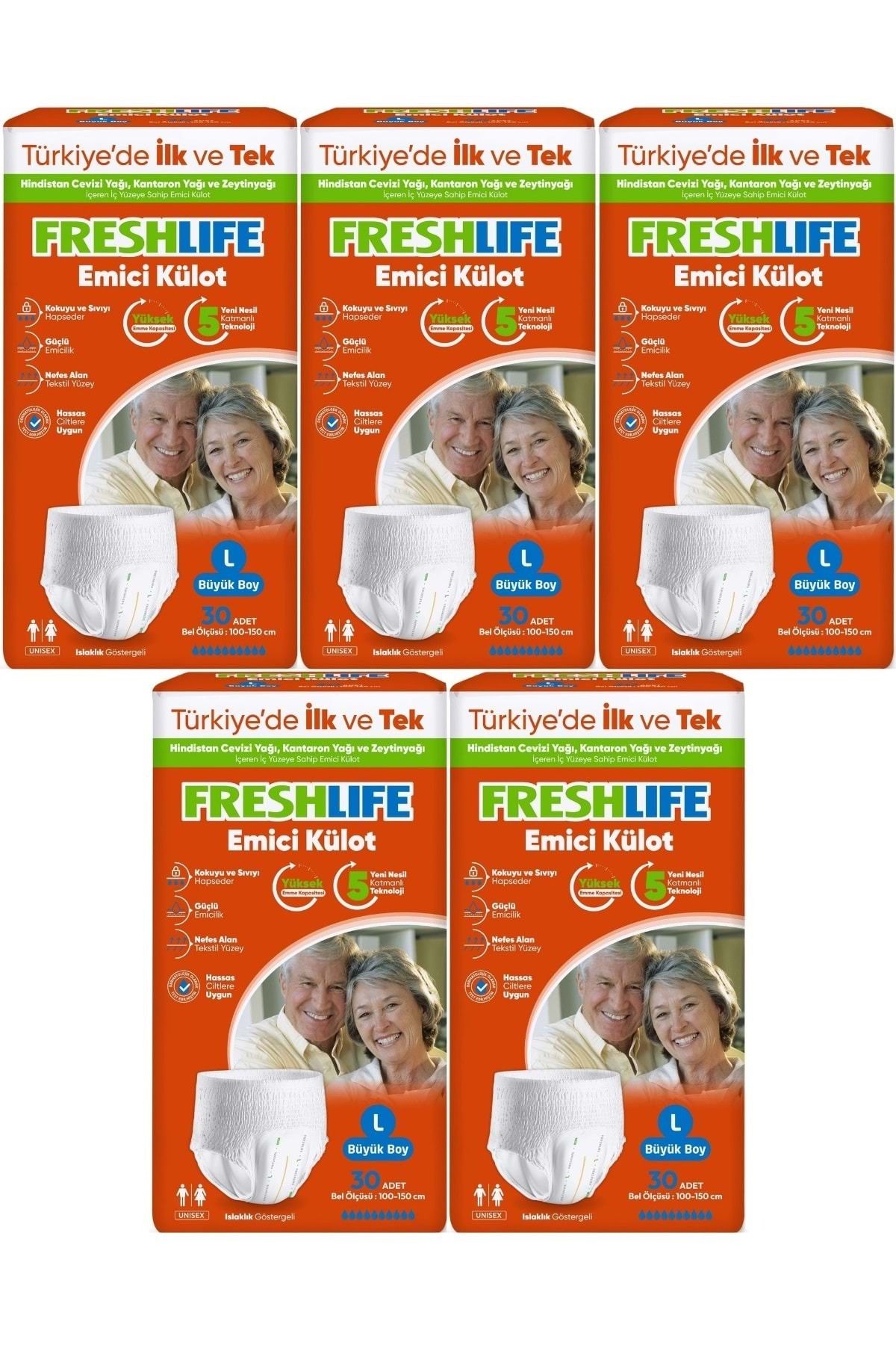 Freshlife Emici Külot Hasta Bezi Large - Büyük - L 150 Adet (5PK*30)