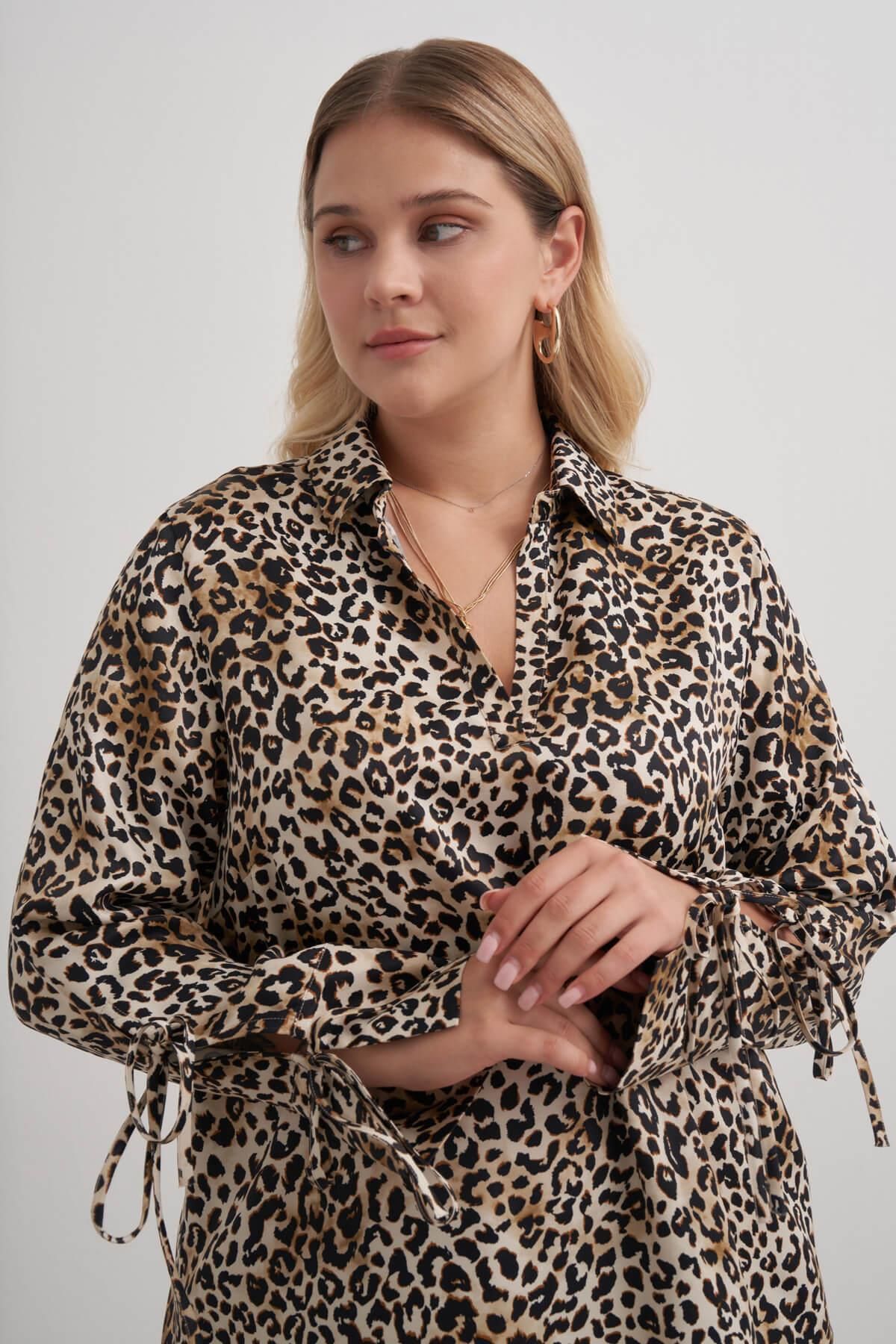 MYLİNE-Leopard Blouse with Binding Detail 3